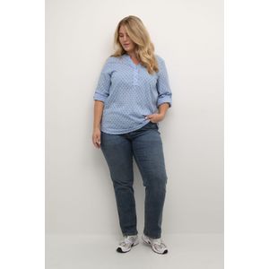 Blouse met lange mouwen Regular fit Faded denim, midnight dot light blue