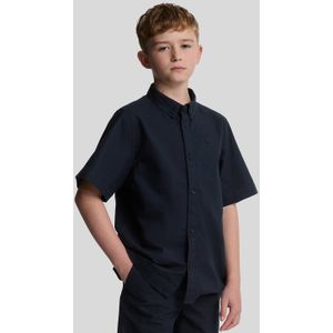 Lyle & Scott - Linnen Korte Mouwen Shirt - Donker Marineblauw