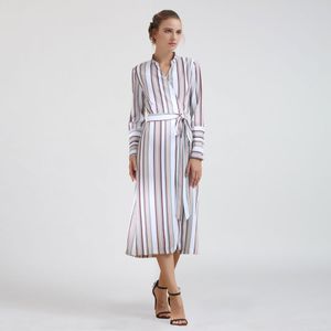 Gestreepte Midi Wrap -jurk - Maat L