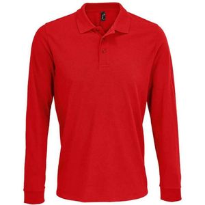 SOLS Unisex Prime Pique Polo Voor Volwassenen Met Lange Mouwen (Rood) - Maat M