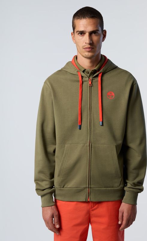 North Sails - Cotton Hooded Sweater - Groen - Heren