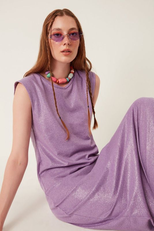 Robe midi en tissu scintillant