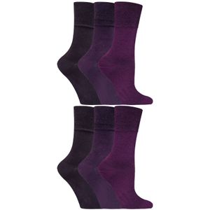 Gentle Grip - 6 paar diabetische damessokken - Paars 38