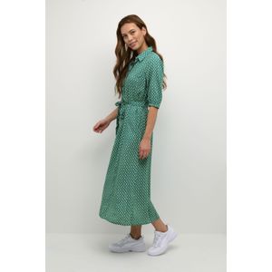 Zally - Feminine - Midi Jurk - Groen - Elleboog Lengte - 100% Viscose