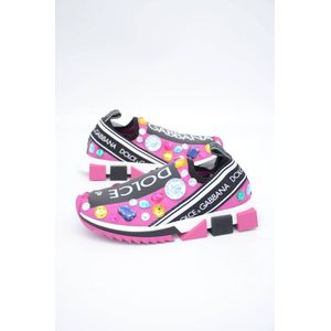 Dolce & Gabbana Roze Zwart Kristal Dames Sneakers Schoenen