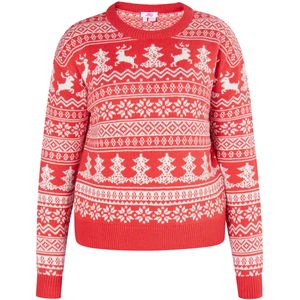 MYMO - Trui 'Biany' - Rood/Wit - Normale Pasvorm - Lange Mouw