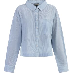 Dreimaster Bloes met lange mouwen Dames Lichtblauwe dunne strepen