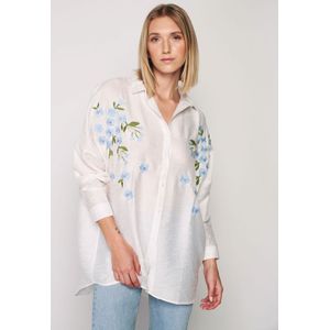 Herita Oversized Shirt met Geborduurde Bloemen Motieven voor Vrouwen