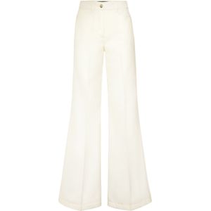 Philipp Plein - Wool Marine Low Waist Trousers - Wit - Palazzo Broek