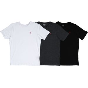 Heren Farah Colney 3 Pack T-shirts in Zwart Grijs Wit