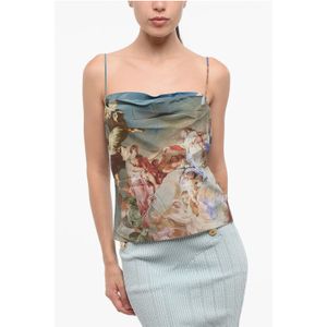 Gestreepte zijden coltop in veelkleurig