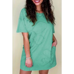 Bloemenapplicatie T-shirt Jurk