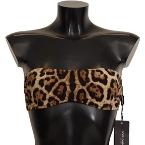 Dolce & Gabbana Vrouwen bruin luipaard print bandeau badmode bikinitop