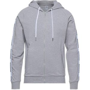 Moschino Tape Logo Grijze Hoodie Met Rits - Maat L