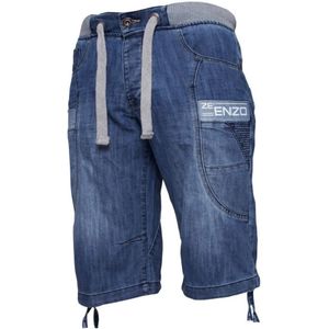 Enzo | Heren Elastische Denim Shorts - Maat 30 (Taille)