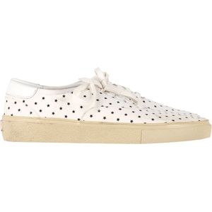 Saint Laurent Sterrenprint Sneakers in Witte Katoen