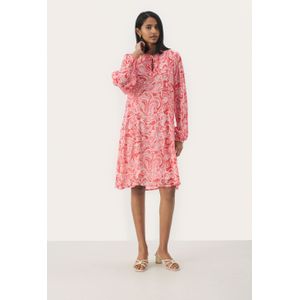 Part Two - PiyannaPW - Jurk - Watermeloen Rood / Wit