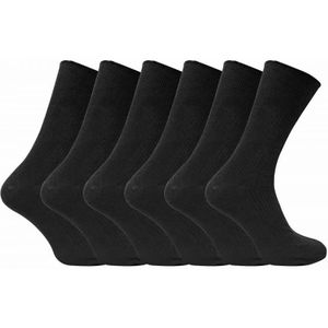 Set van 6 sokken zonder elastiek herensokken van 100% katoen - Zwart