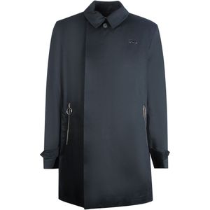 Mac - Gebroken Witte Zwarte Lange Jas - Dunne Jas - Gemaakt in Italië