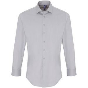 Premier Popeline Stretch Overhemd Met Lange Mouwen Voor Volwassenen (Zilver) - Maat XS