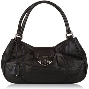 Vintage Prada Sound Lock Leather Shoulder Bag Black