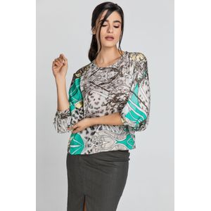 Top - Bedrukt - Bisschopsmouwen - Ronde Halslijn - 100% Polyester