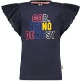 B.Nosy T-shirt Met Tekst En Ruches Marine - Maat 3J / 98cm