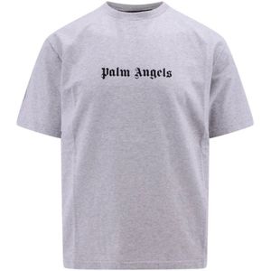 Palm Angels effen gotisch logo slim-fit grijs T-shirt