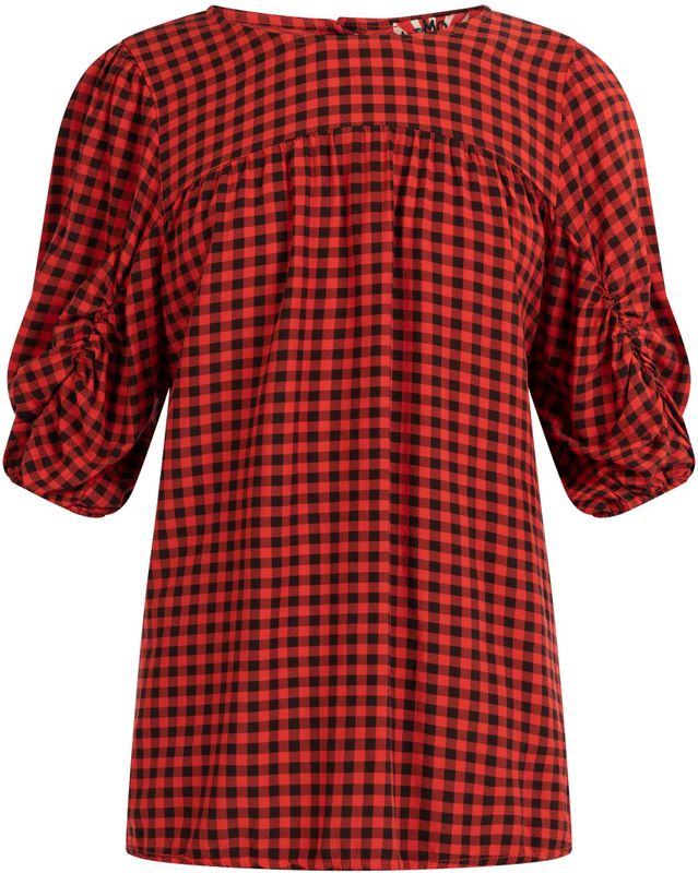Mymo - Blouse - Zwart/Rood - Geruit - Dames