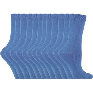 12 paar kleurrijke effen katoenrijke damessokken - Diepe Fuchsia