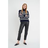 In Wear - Tenleyiw - Pullover - Blauw/Wit - Katoen - Hoge Kraag