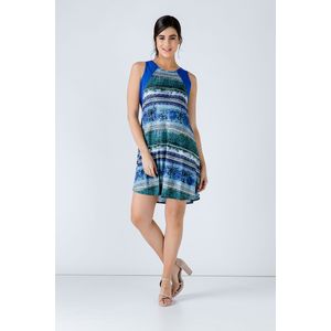 A-lijn Jurk - Koningsblauw - Mouwloos - Ronde Halslijn