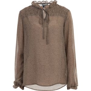 Dreimaster Blouse Dames olijf wol wit