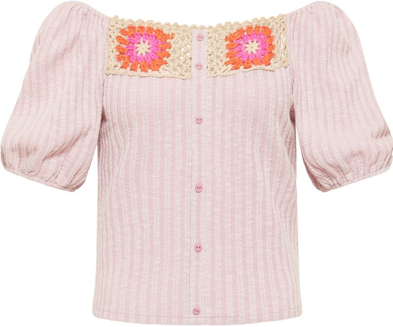 Mymo - Nolie - Top - Roze - Gehaakte Inzetstukken