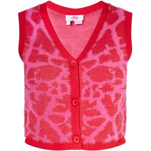 Mymo - Slipover - Roze/Rood - Mouwloos Gebreid Vest - Giraffenpatroon