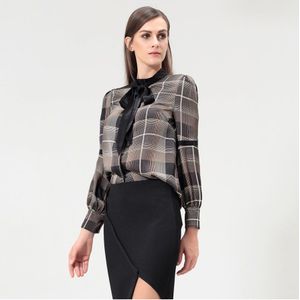 Ascot Tie Tartan Shirt - Maat XS