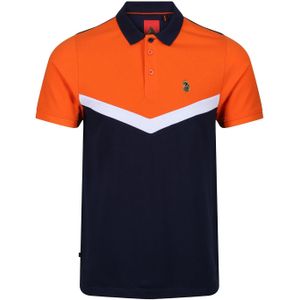 Luke 1977 Heren Cala Mayor Chevron Poloshirt (Marine/Oranje/Wit)