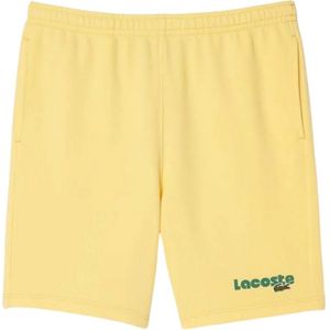Lacoste Heren Fleece Printed Washed Shorts (Geel)