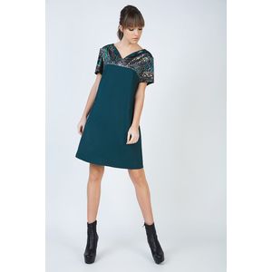 Conquista Fashion - A-lijn Jurk - Korte Mouwen - Met Printdetail