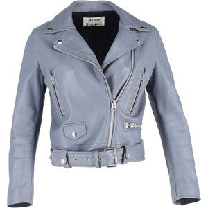 Acne Studios Gevoerde Bikerjas in Blauw Leer