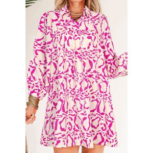 Roze Luipaardprint Losvallende Babydoll Mini Jurk