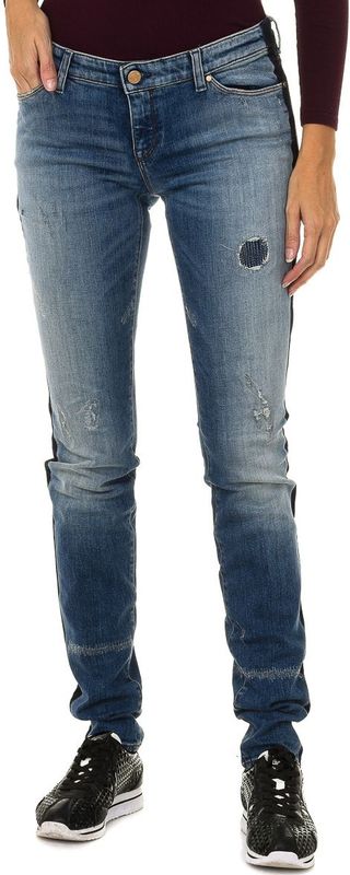 Dames - Jeans - Blauw - 6Y5J06-5D2ZZ - Lang Versleten en Gescheurd Effect