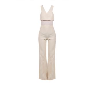 Patrizia Pepe - Jumpsuit - Beige - Stretchstof - V-hals - Mouwloos