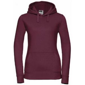 Russell Dames Premium Authentieke Hoodie (3-Lagen Stof) (Bourgondië) - Maat XS