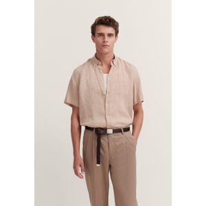 Bugatti - Overhemd - Taupe - Korte Mouwen - Van Linnen - MODERN FIT