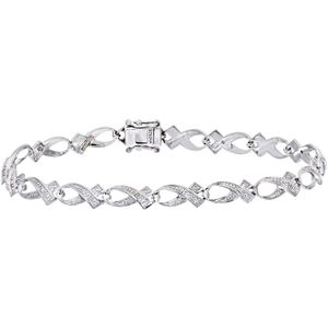 9ct witgouden pave gezette diamanten lintschakelarmband