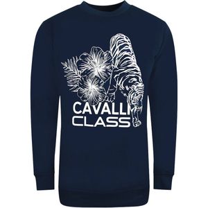 Cavalli Class - Marineblauw - Sweatshirt - Met Tijgerontwerp