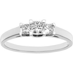 18kt witgouden 1/2 karaat gecertificeerde J/I Princess Cut Diamond Trioligy-ring