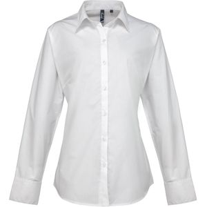 Premier Dames/dames Supreme Heavy Poplin Werkhemd met lange mouwen (Wit)