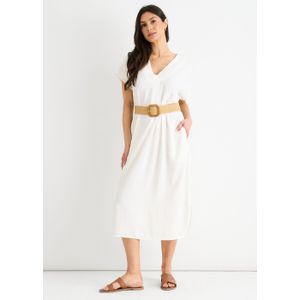 Witte Air Flow oversized jurk met ceintuur